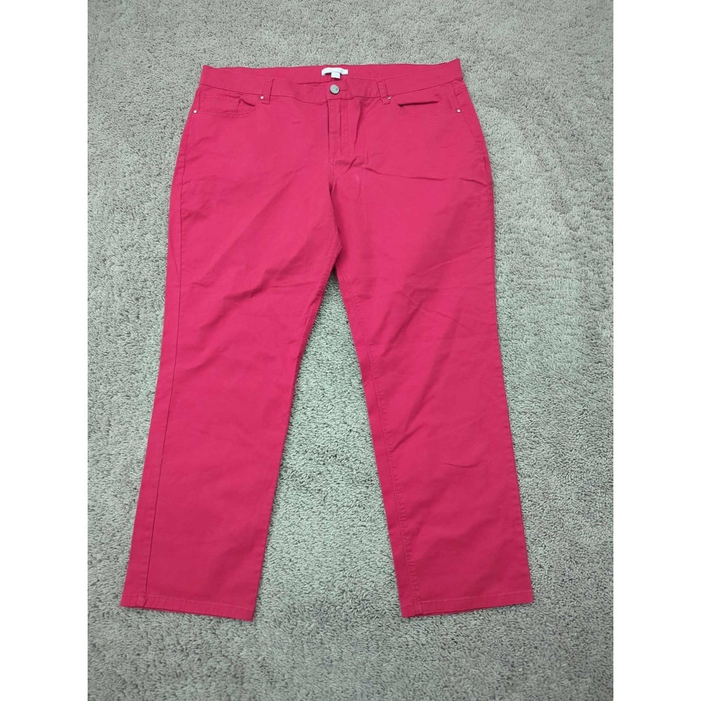 New York & Company Chino Pants Womens 16 PLUS Pink Mid Rise Stretch Retro